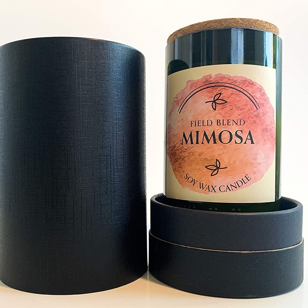 Recycled Wine Bottle Soy Wax Candle (Mimosa) - Picture 5 of 7